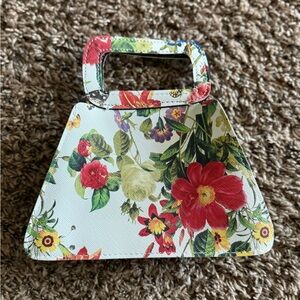 Floral Print Clutch with Handle